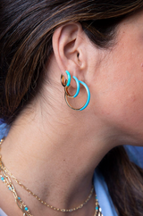MEDIUM Double Face Hoop Earrings Gold and Colored Enamel