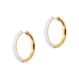 MEDIUM Double Face Hoop Earrings Gold and Colored Enamel