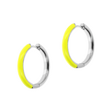 MEDIUM Double Face Hoop Earrings Gold and Colored Enamel