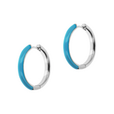 MEDIUM Double Face Hoop Earrings Gold and Colored Enamel
