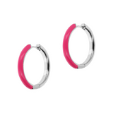 MEDIUM Double Face Hoop Earrings Gold and Colored Enamel