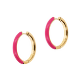 MEDIUM Double Face Hoop Earrings Gold and Colored Enamel