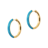 MEDIUM Double Face Hoop Earrings Gold and Colored Enamel