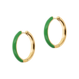 MEDIUM Double Face Hoop Earrings Gold and Colored Enamel