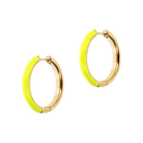 MEDIUM Double Face Hoop Earrings Gold and Colored Enamel