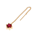 Up and Down Earring with Pendant and Colored Stone