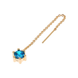 Up and Down Earring with Pendant and Colored Stone