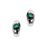 Domed Earrings with Colored Stone