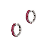 Orecchini Cerchi Baguette Bianchi e Rossi