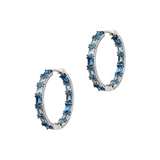 Graduated Stone and Zircon Hoop Earrings
