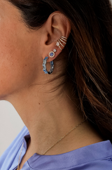 Graduated Stone and Zircon Hoop Earrings