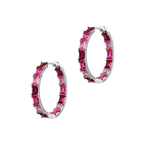 Graduated Stone and Zircon Hoop Earrings