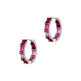 Graduated Stone and Zircon Hoop Earrings