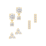 Set of 3 pairs of zirconia earrings
