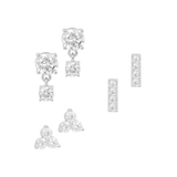 Set of 3 pairs of zirconia earrings