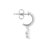 Earrings with a princess cut rectangle pendant