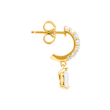 Earrings with a princess cut rectangle pendant