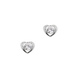 Heart Stud Earrings with Central Stone Set