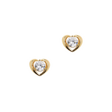 Heart Stud Earrings with Central Stone Set