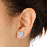 Big Heart Earrings with Stones on the Lobe