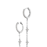 Orecchino Cerchietto + Earcuff con Zirconi e Pendenti