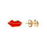 Red Mouth Ear Stud Earrings by Netaly Nissim