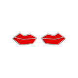 Red Mouth Ear Stud Earrings by Netaly Nissim