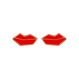 Red Mouth Ear Stud Earrings by Netaly Nissim