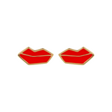 Red Mouth Ear Stud Earrings by Netaly Nissim