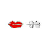 Red Mouth Ear Stud Earrings by Netaly Nissim