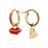 Small Hoop Earrings Hearts and Mouth by Netaly Nissim