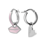Small Hoop Earrings Hearts and Mouth by Netaly Nissim