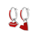 Small Hoop Earrings Hearts and Mouth by Netaly Nissim
