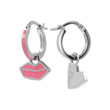 Small Hoop Earrings Hearts and Mouth by Netaly Nissim