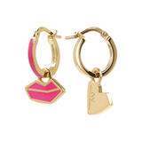 Small Hoop Earrings Hearts and Mouth by Netaly Nissim