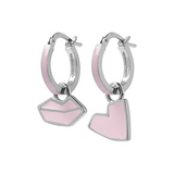 Small Hoop Earrings Hearts and Mouth by Netaly Nissim