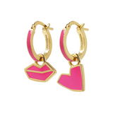 Small Hoop Earrings Hearts and Mouth by Netaly Nissim