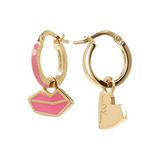 Small Hoop Earrings Hearts and Mouth by Netaly Nissim