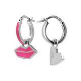 Small Hoop Earrings Hearts and Mouth by Netaly Nissim