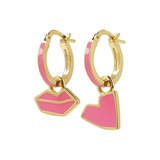 Small Hoop Earrings Hearts and Mouth by Netaly Nissim