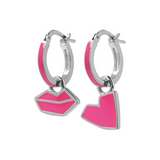 Small Hoop Earrings Hearts and Mouth by Netaly Nissim