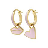Small Hoop Earrings Hearts and Mouth by Netaly Nissim