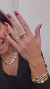 Anello con foglia e cz