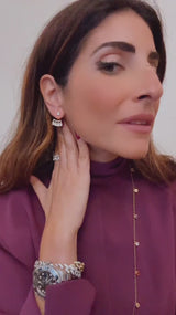 Orecchini Baguette Pendenti 2 in 1