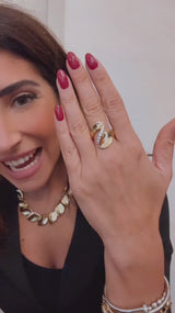 Anello con foglia a zig zag