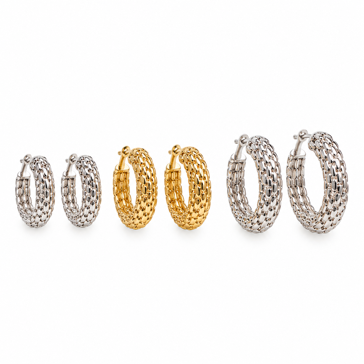 Set di 6 Orecchini cerchi Bicolor Chain