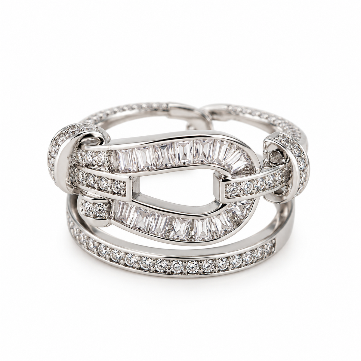 Anello staffa con zirconi