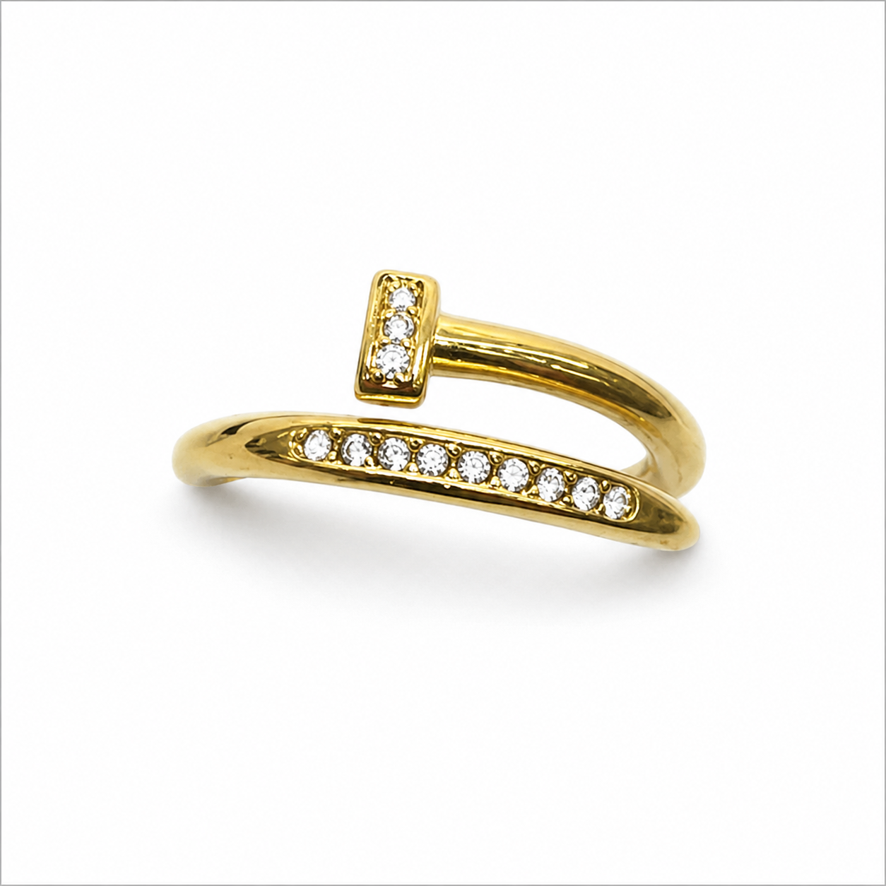 Anello Chiodo Regolabile con Zirconi