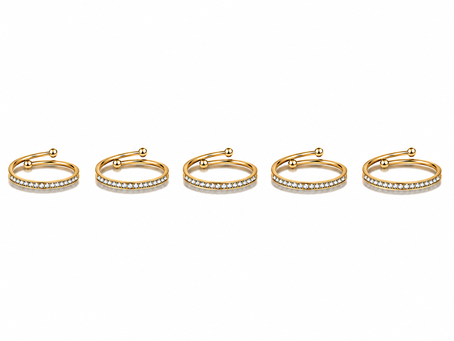 Set anelli 5 Fedine Regolabili con Pietre
