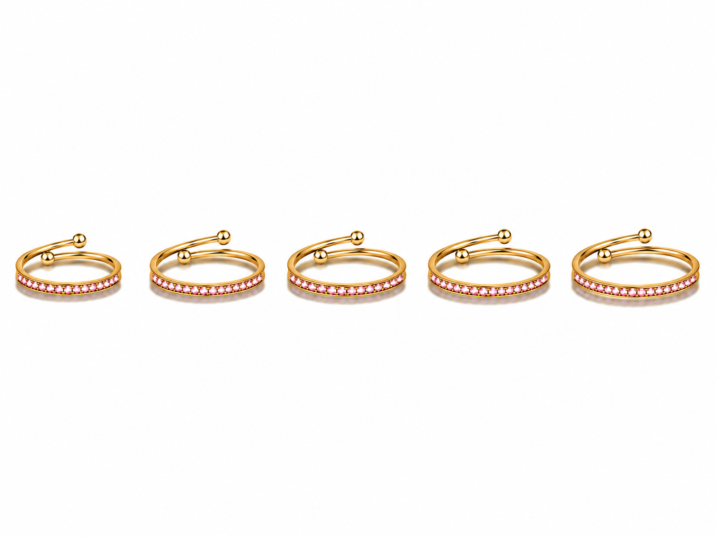 Set anelli 5 Fedine Regolabili con Pietre